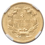 1855 $3 Gold Princess AU-53 NGC