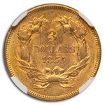 1855 $3 Gold Princess AU-58 NGC
