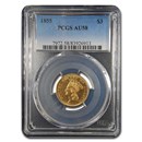 1855 $3 Gold Princess AU-58 PCGS