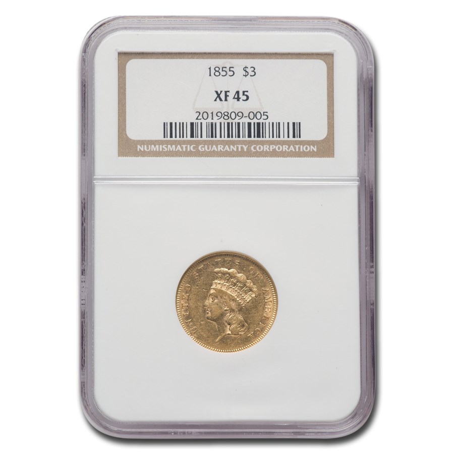 1855 $3 Gold Princess XF-45 NGC