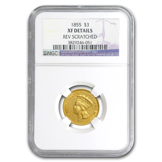 1855 $3 Gold Princess XF Details NGC (Rev Scratch) 1855 $3 Gold Princess XF Details NGC (Rev Scratch)