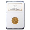 1855 $5 Liberty Gold Half Eagle AU-55 NGC