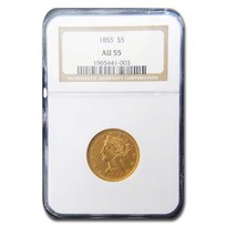 1855 $5 Liberty Gold Half Eagle AU-55 NGC
