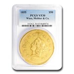 1855 $50 Wass Molitor Gold California Gold Rush VF-30 PCGS