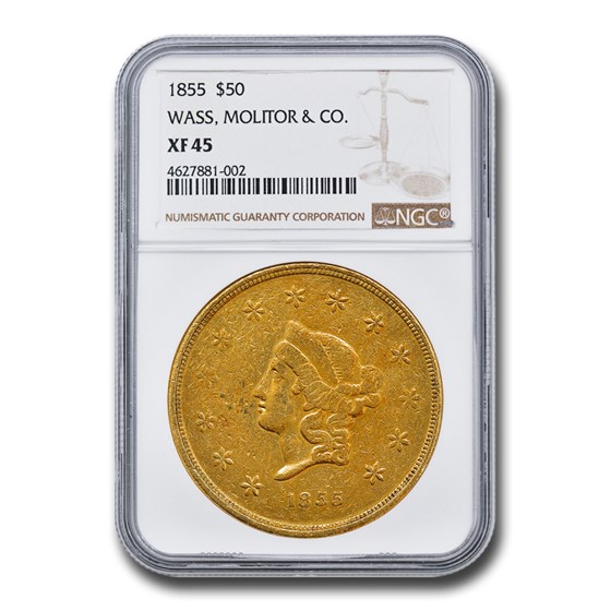 1855 $50 Wass Molitor Gold California Gold Rush XF-45 NGC 1855 $50 Wass Molitor Gold California Gold Rush XF-45 NGC