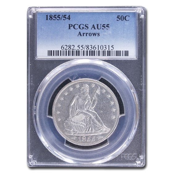 1855/54 Liberty Seated Half Dollar AU-55 PCGS (Arrows) 1855/54 Liberty Seated Half Dollar AU-55 PCGS (Arrows)