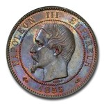 1855-A France 10 Centimes MS-64 PCGS (Brown)