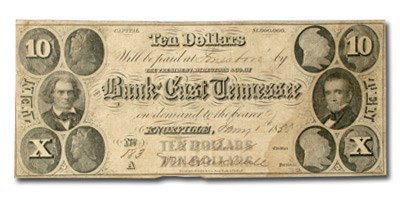 1855 Bank of East Tennessee, Knoxville $10 Note TN-55 VF 1855 Bank of East Tennessee, Knoxville $10 Note TN-55 VF