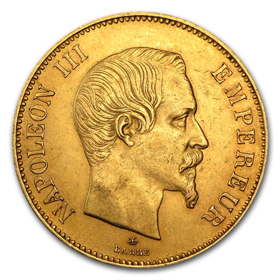 1855-BB France Gold 100 Francs EF Napoleon III 1855-BB France Gold 100 Francs EF Napoleon III
