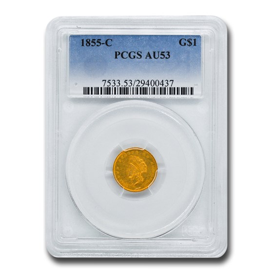 1855-C $1 Indian Head Gold AU-53 PCGS 1855-C $1 Indian Head Gold AU-53 PCGS