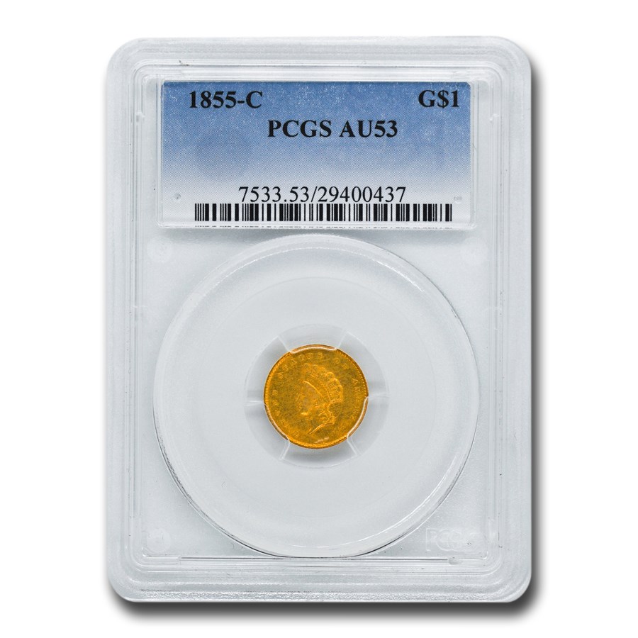 1855-C $1 Indian Head Gold AU-53 PCGS
