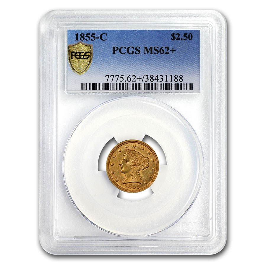 1855-C $2.50 Liberty Gold Quarter Eagle MS-62+ PCGS