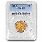 1855-C $5 Liberty Gold Half Eagle XF-45 PCGS