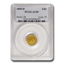 1855-D $1 Indian Head Gold AU-55 PCGS