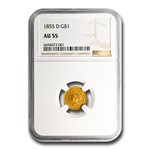 1855-D $1 Indian Head Gold Type-II AU-55 NGC