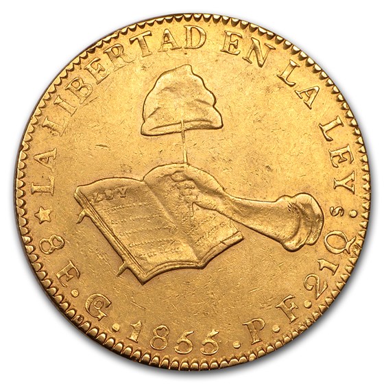 1855 Go PF First Mexican Republic Gold 8 Escudos XF 1855 Go PF First Mexican Republic Gold 8 Escudos XF