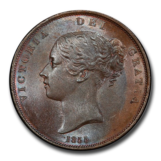 1855 Great Britain Copper Penny Victoria MS-64 PCGS (Brown) 1855 Great Britain Copper Penny Victoria MS-64 PCGS (Brown)