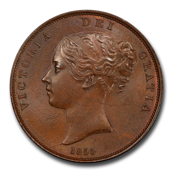 1855 Great Britain Copper Penny Victoria MS-64 PCGS (Brown) 1855 Great Britain Copper Penny Victoria MS-64 PCGS (Brown)
