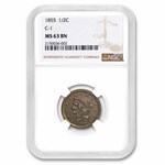 1855 Half Cent MS-63 NGC (Brown)