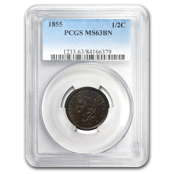 1855 Half Cent MS-63 PCGS (Brown) 1855 Half Cent MS-63 PCGS (Brown)
