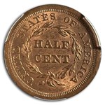 1855 Half Cent MS-63 PCGS (Red)