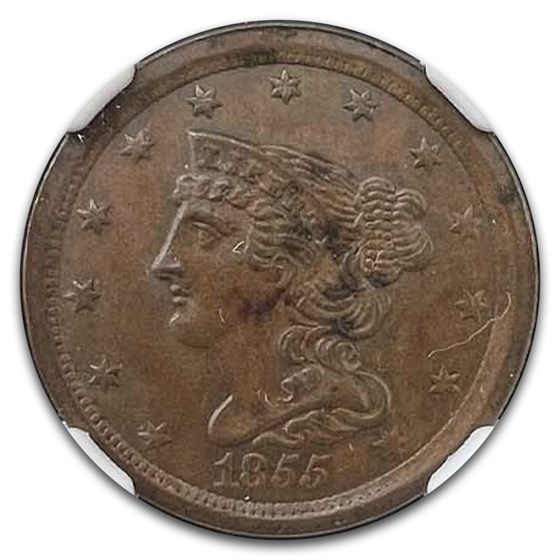 1855 Half Cent MS-64 NGC (Brown) 1855 Half Cent MS-64 NGC (Brown)