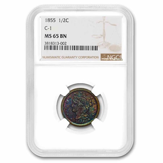 1855 Half Cent MS-65 NGC (Brown, C-1) 1855 Half Cent MS-65 NGC (Brown, C-1)