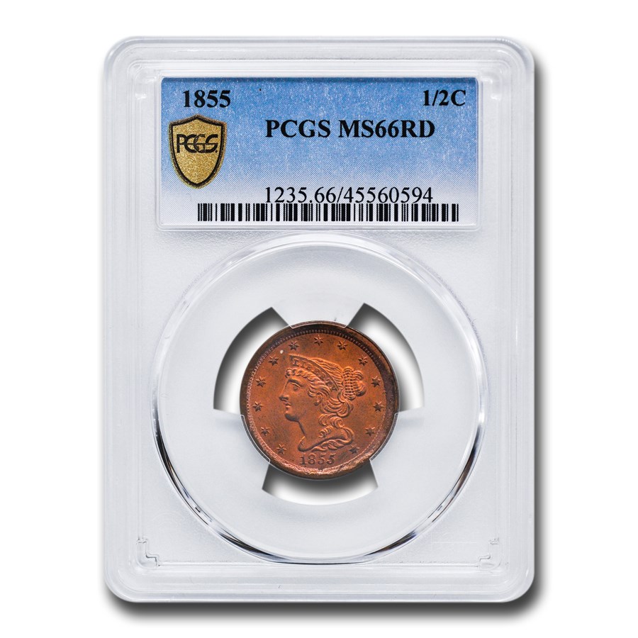 1855 Half Cent MS-66 PCGS (Red)