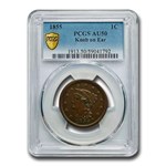 1855 Large Cent AU-50 PCGS (Brown, Knob on Ear)