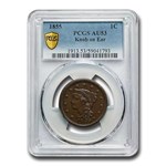 1855 Large Cent AU-53 PCGS (Brown, Knob on Ear)