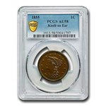 1855 Large Cent AU-58 PCGS (Brown, Knob on Ear)