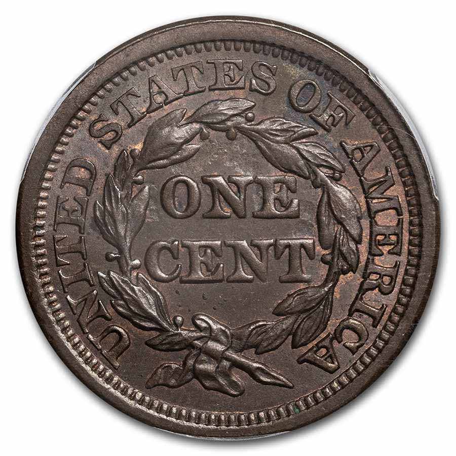 1855 (None) Phil Braided Hair Large Cent Upright 55 Value | BN - APMEX