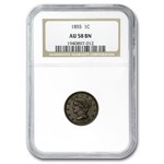 1855 Large Cent Upright 5's AU-58 NGC (Brown)