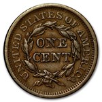 1855 Large Cent Upright 5's AU
