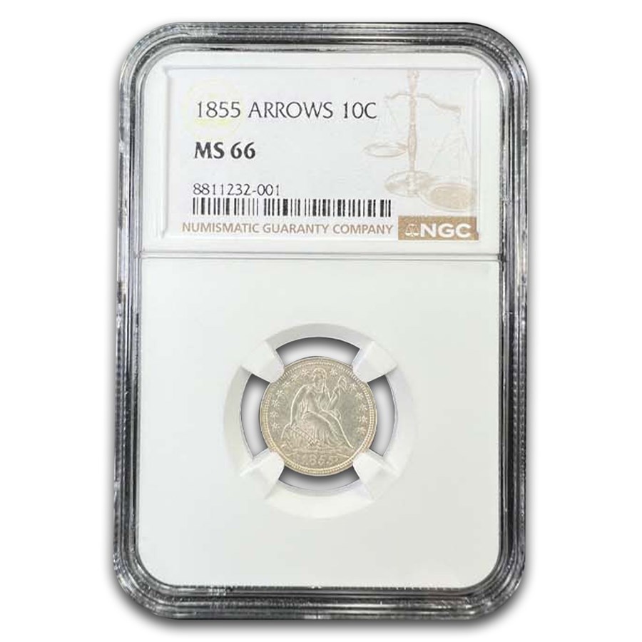 1855 Liberty Seated Dime MS-66 NGC (Arrows)