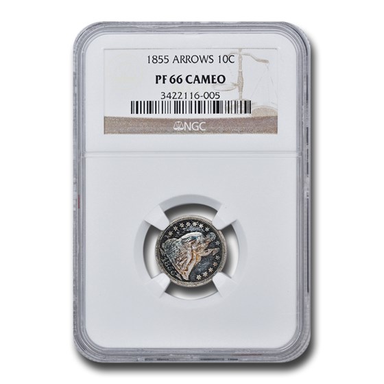 1855 Liberty Seated Dime PF-66 Cameo NGC (Arrows) 1855 Liberty Seated Dime PF-66 Cameo NGC (Arrows)