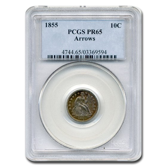 1855 Liberty Seated Dime PR-65 PCGS (Arrows) 1855 Liberty Seated Dime PR-65 PCGS (Arrows)
