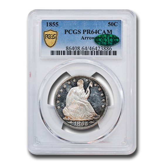 1855 Liberty Seated Half Dollar PR-64 Cameo PCGS CAC (Arrows) 1855 Liberty Seated Half Dollar PR-64 Cameo PCGS CAC (Arrows)