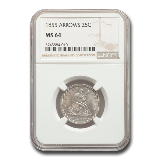 1855 Liberty Seated Quarter MS-64 NGC (Arrows) 1855 Liberty Seated Quarter MS-64 NGC (Arrows)
