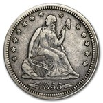 1855 Liberty Seated Quarter VF