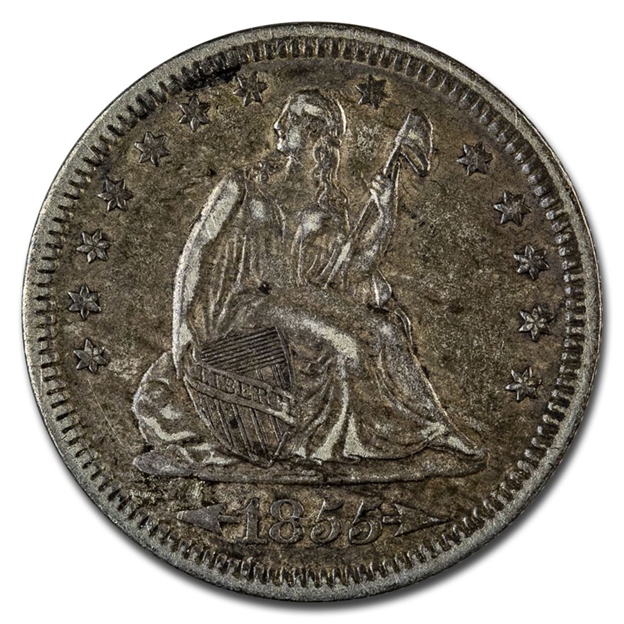 1855 Liberty Seated Quarter XF