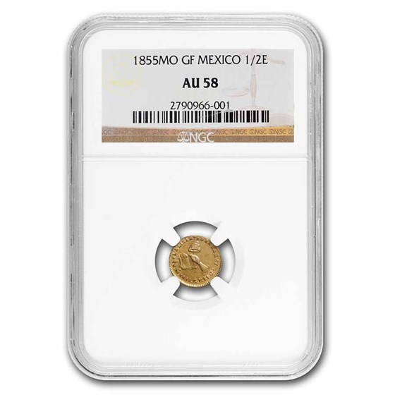 1855 Mo GF Mexico Gold 1/2 Escudo AU-58 NGC 1855 Mo GF Mexico Gold 1/2 Escudo AU-58 NGC