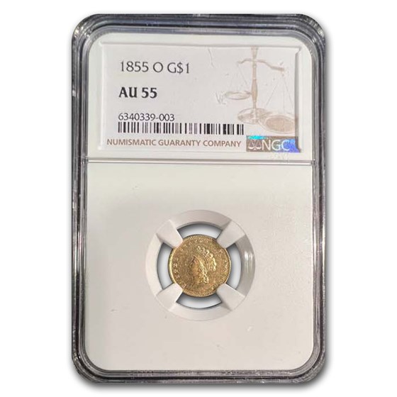 1855-O $1 Indian Head Gold Dollar AU-55 NGC