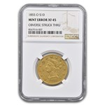 1855-O $10 Liberty Gold Eagle XF-45 NGC (Mint Error, Struck Thru)
