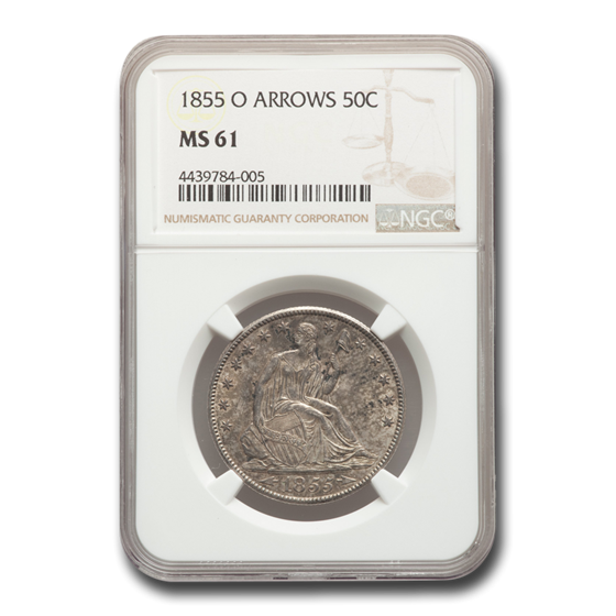 1855-O Liberty Seated Half Dollar MS-61 NGC (Arrows) 1855-O Liberty Seated Half Dollar MS-61 NGC (Arrows)