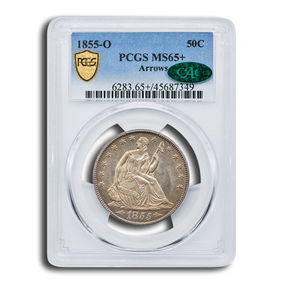 1855-O Liberty Seated Half Dollar MS-65+ PCGS CAC (Arrows) 1855-O Liberty Seated Half Dollar MS-65+ PCGS CAC (Arrows)