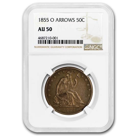 1855-O Liberty Seated Half Dollar w/Arrows AU-50 NGC