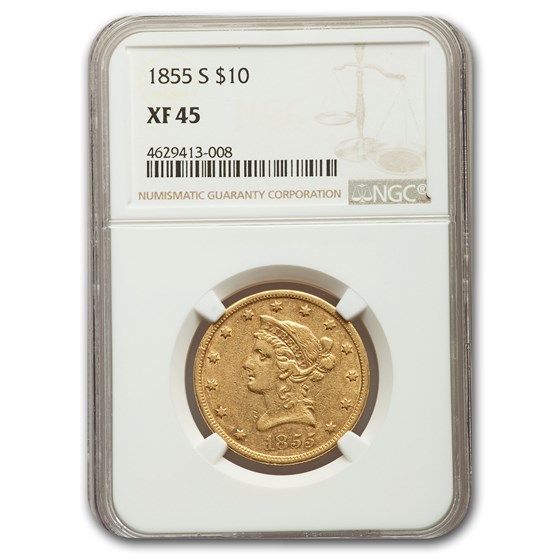 1855-S $10 Liberty Gold Eagle XF-45 NGC 1855-S $10 Liberty Gold Eagle XF-45 NGC