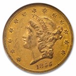 1855-S $20 Liberty Gold Double Eagle AU-53 NGC CAC