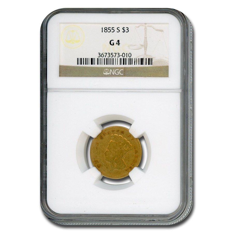 1855-S $3 Gold Princess Good-4 NGC